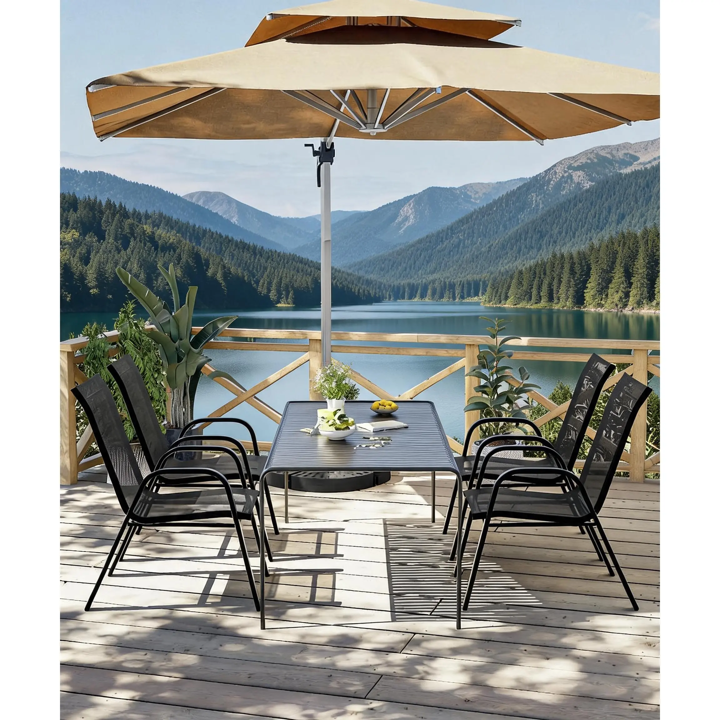 Outdoor Chairs Set of 4,Stackable Patio Chairs Outdoor - Plush Comfort & Breathable Textilene Fabric, All-Weather for Backyard, Deck, Garden