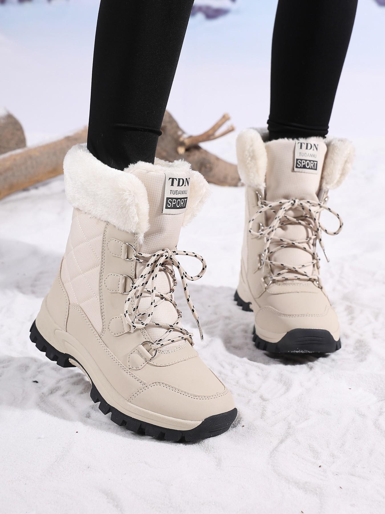 Women's High-Quality Winter Snow Boots - Waterproof Warm Furry Mid-Calf Hiking Boots Outdoor Boots Fluffy Snow Boots