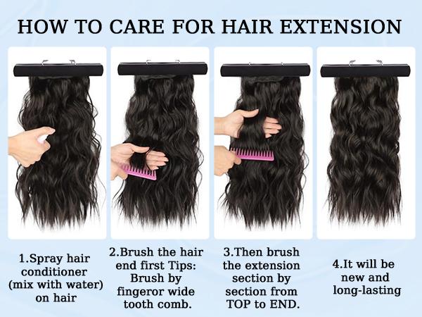 [Iridescent] Clip in Hair Extensions 24/20 Inch 4 PCS Synthetic Natural & Soft Hair & Blends Well Hair Extensions Long Wavy Hairpieces