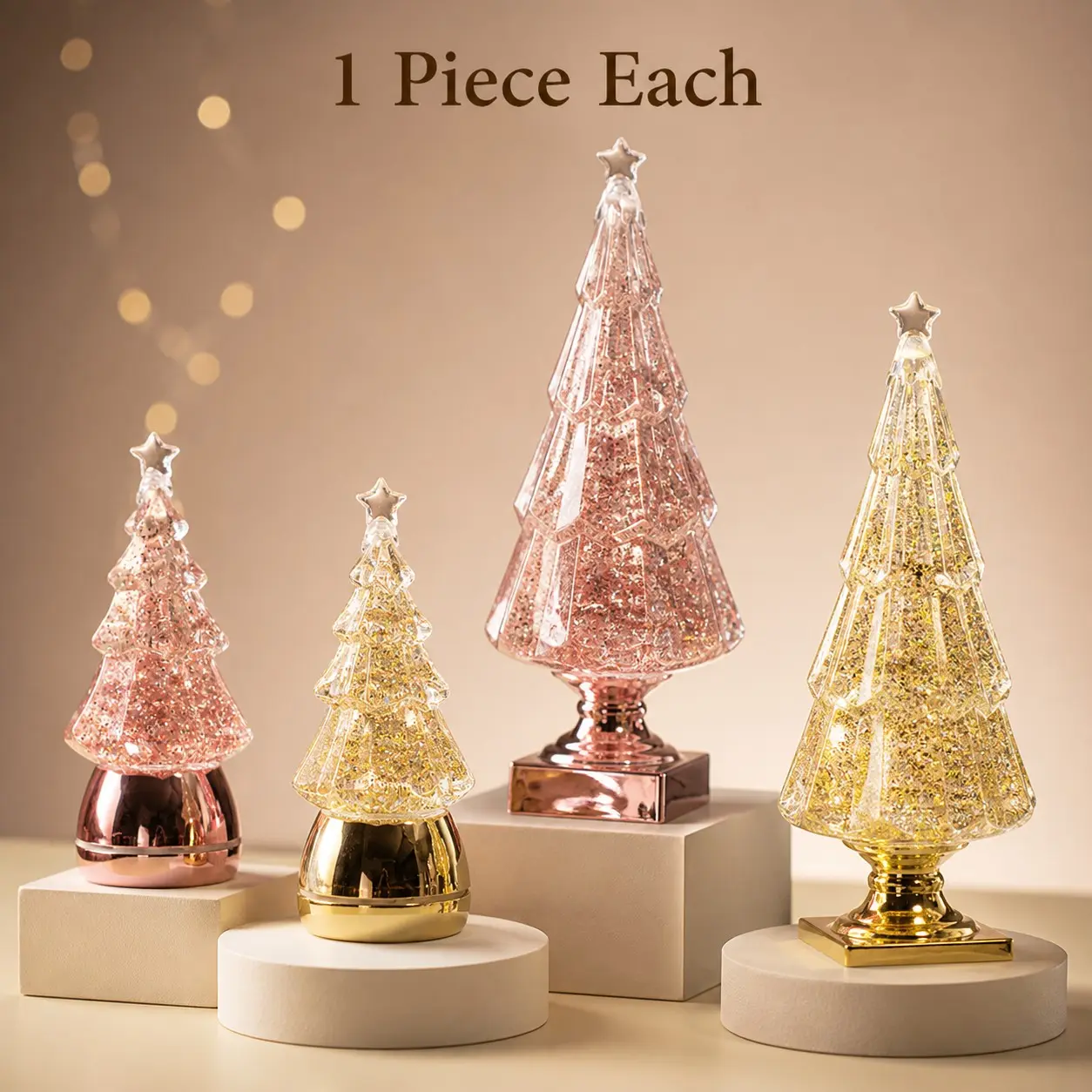 Music Snowfall Christmas Tree Ornament, Warm Lights Winter Scene, Living Room Dining Table Fireplace Festival Gift Decor