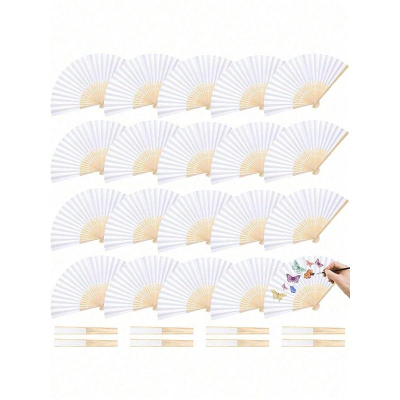 10-Pack Blank White Folding Paper Fans With Bamboo Ribs, Lightweight Portable Hand Fans, Elegant Versatile Style For Weddings, Parties And DIY Crafts, Perfect For Custom Decoration And Various Occasions