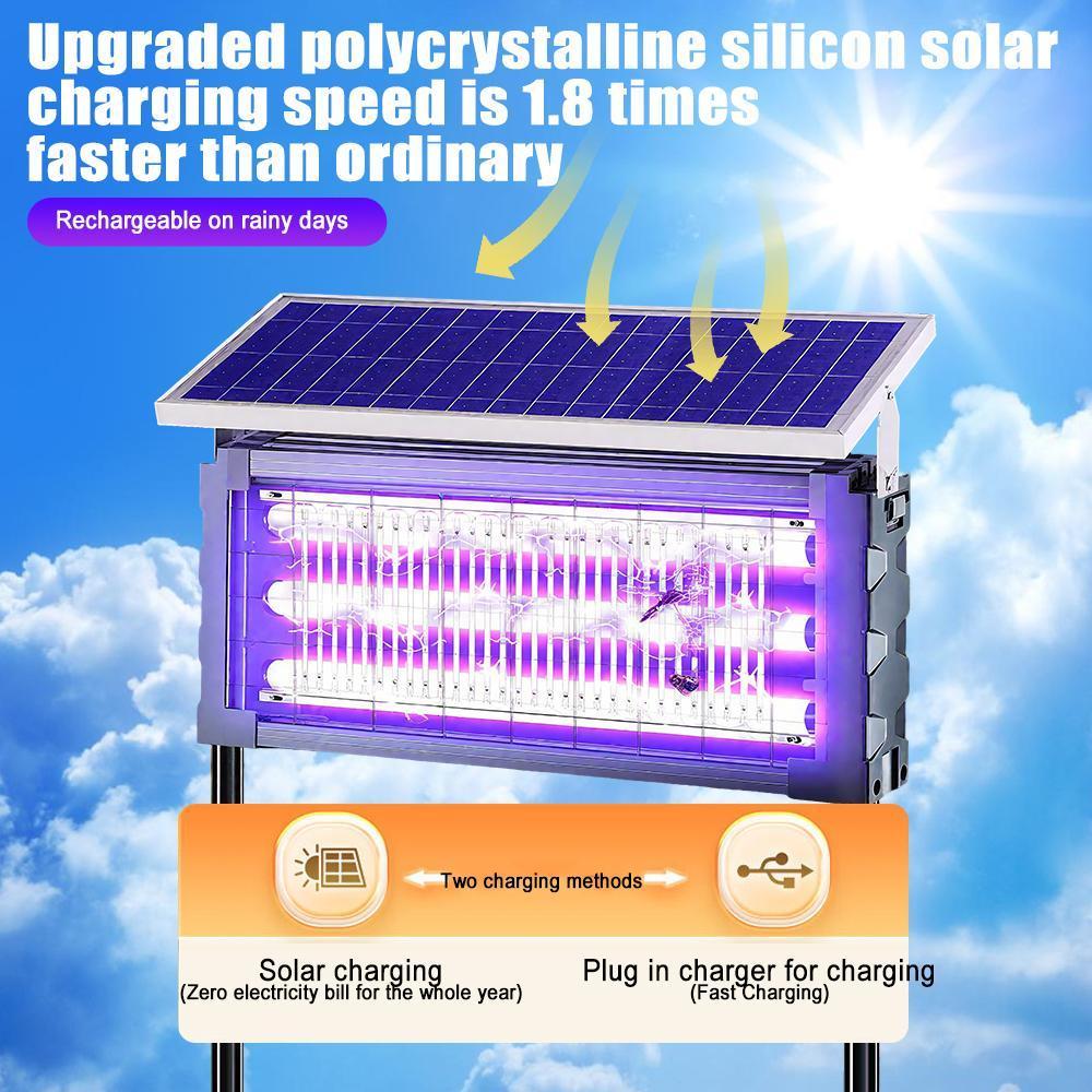 【DealsForYouDays】Solar Mosquito Killer Lamp Outdoor – 20W High-Power Waterproof Insect Zapper with 3 Tubes, Dual Charging, 6000mAh Battery for Garden, Yard, Farm, Patio,summerwins detail 2
