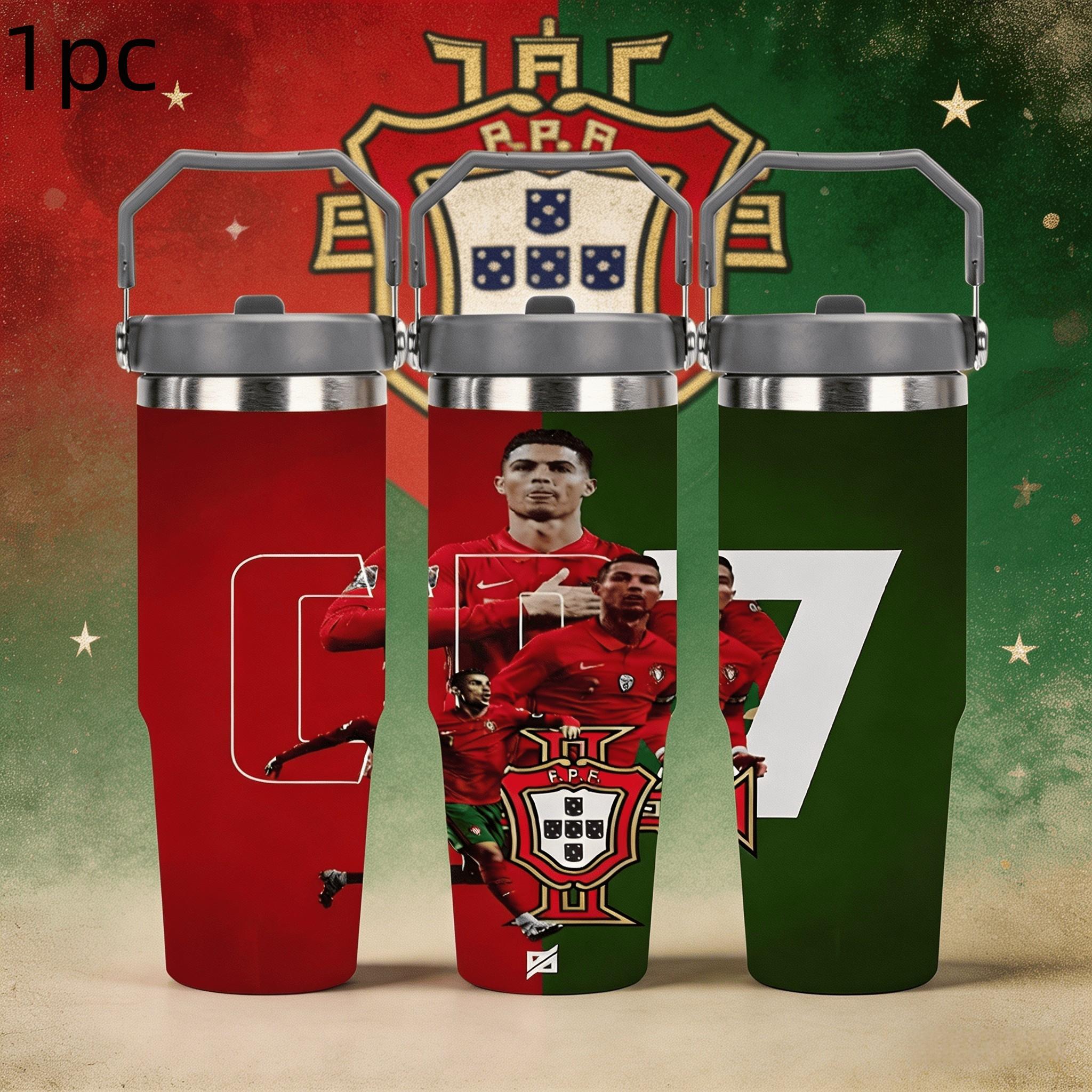 1pc 30oz stainless steel large-capacity car water bottle, Number 7 jersey Pattern，for Cristiano Ronaldo fans.for football enthusiasts. various patterns to choose from, fan gift, Outdoor camping Coffee Cups & Mugs