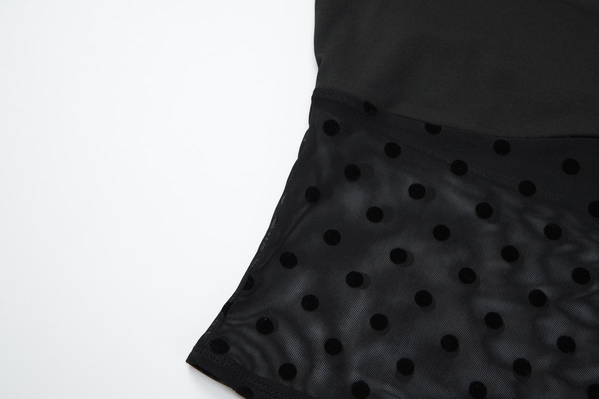 Women's Two-Piece Set, Matching Outfit Set, Sheer Mesh Polka Dot Print Halter Top & Bodycon Lace Trim Midi Skirt, for Party, Club, Date and Holiday, Ladies Summer Clothes