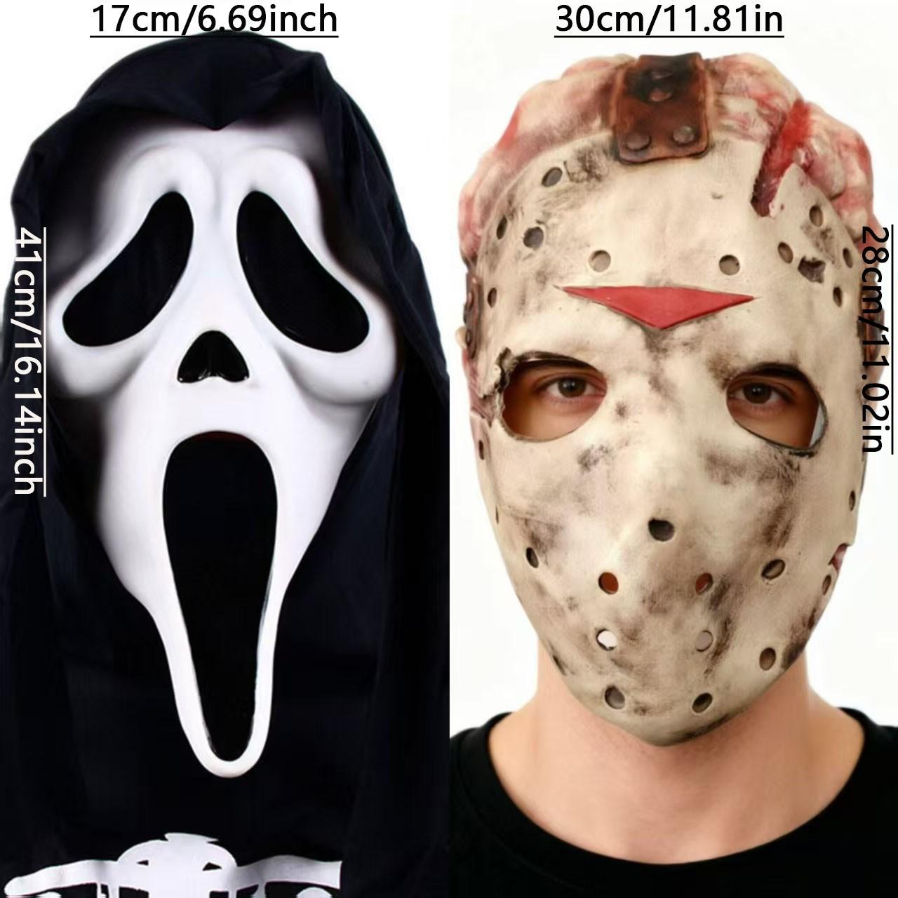 Halloween Horror Mask Set, Jason Mask + Scream Mask, Latex Cosplay Props, 2 Pieces, Perfect for Halloween Parties and Events