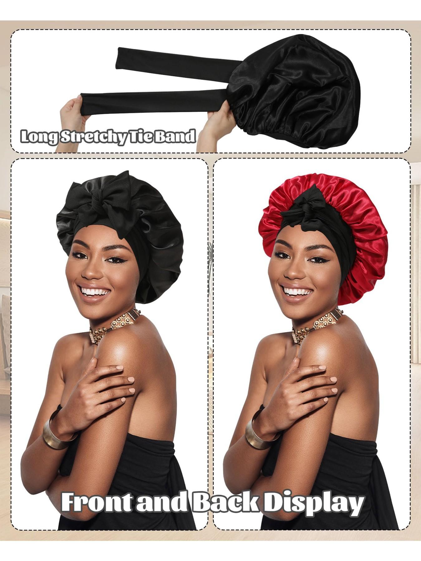 Women's Elastic Satin Sleep Cap, Wide Brim Night Hat, Comfortable Sleeping Accessory, Soft Breathable Hair Care Cap