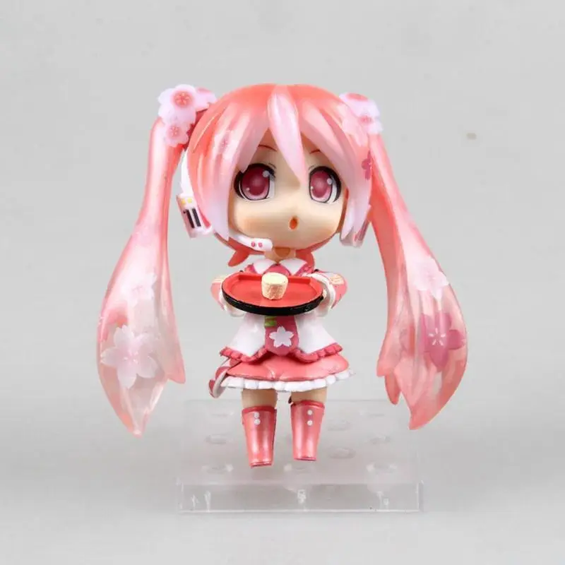#500 Sakura Hatsune Miku Chibi Figure Interchangeable Face Collectible Doll Mini Character Model Desktop Display Ornament