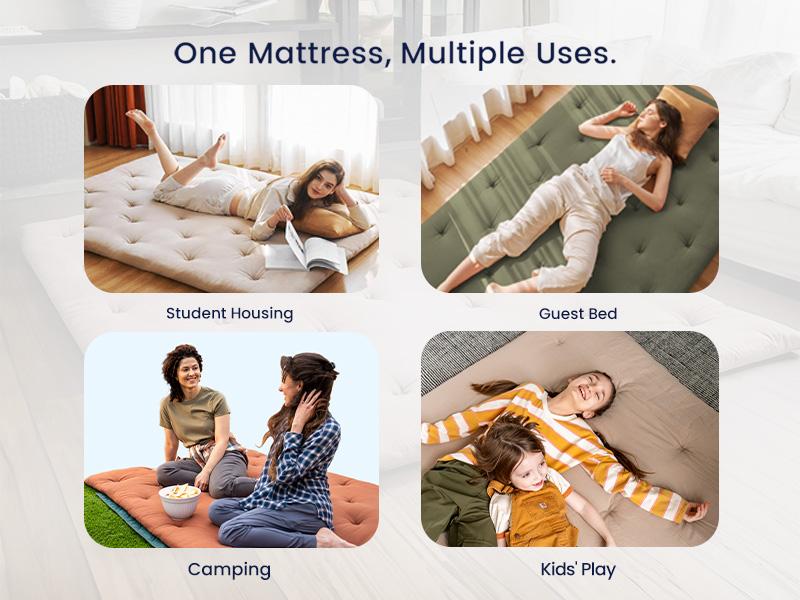 ZonLi Japanese Floor Futon Mattress for sleeping, 100% Cotton 2.5 Thicken Tatami Mattress,Backpain, Backease floor mattress, Deep Sleep, Foldable Sleeping Pad, Portable Dormitory Mat, Roll Up Floor Lounger Bed For Adult, Kid & Family Girl Woman Gift