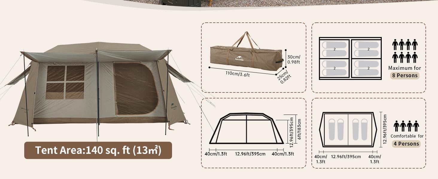 Naturehike Large Family Camping Tent with Front Awning & 60s Quick Setup – Waterproof, Sun Protection, Spacious 4-8 Person, Two-Room Design, Built-in Lights, Large Storage Space & Five-Sided Ventilation, Outdoor & Backyard Adventures Naturehike Large Family Camping Tent with Front Awning & 60s Quick Setup – Waterproof, Sun Protection, Spacious 4-8 Person, Two-Room Design, Built-in Lights, Large Storage Space & Five-Sided Ventilation, Outdoor & Backyard Adventures