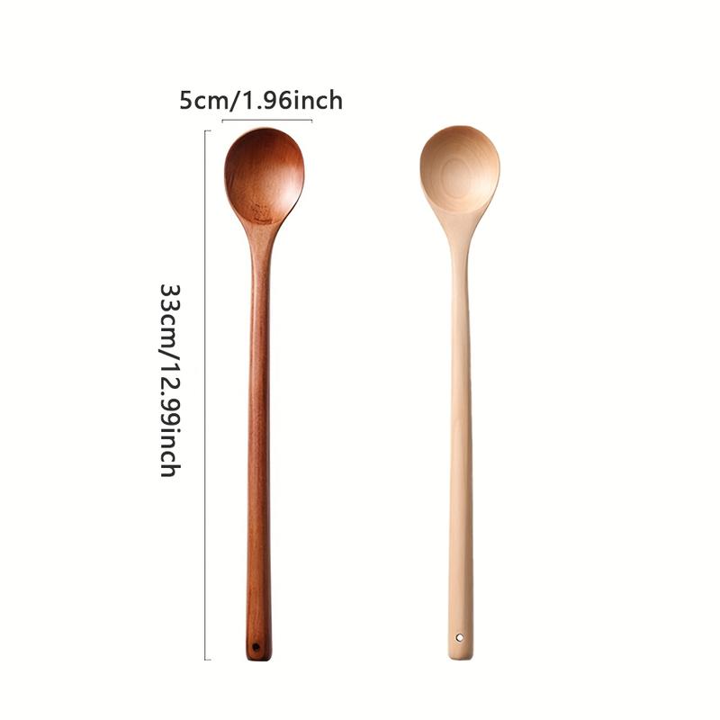 4/6 Piece Long Wooden Cooking Spoons, Durable Stirring Tools, Dishwasher Safe, Ideal for All Pots, Home & Professional Kitchen, Kitchen Utensils Set