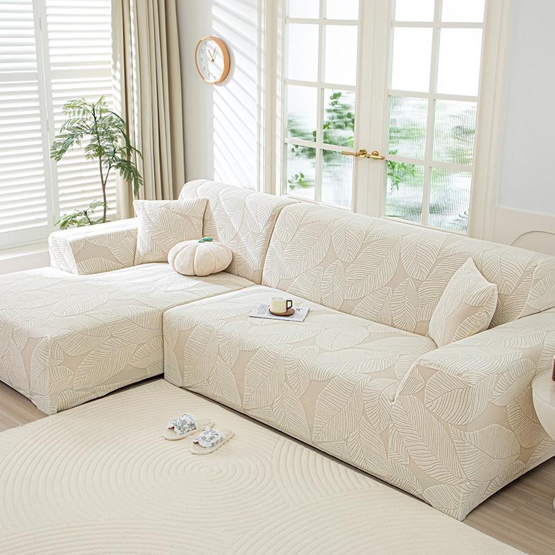 One-Stop Sofa Refresh Solution, Full-Cover Leaf Pattern Sofa Cover, Sofa Slipcover, Pet-Friendly Elastic Sofa Cover, Anti-Stain Durable, 6 Colors Available