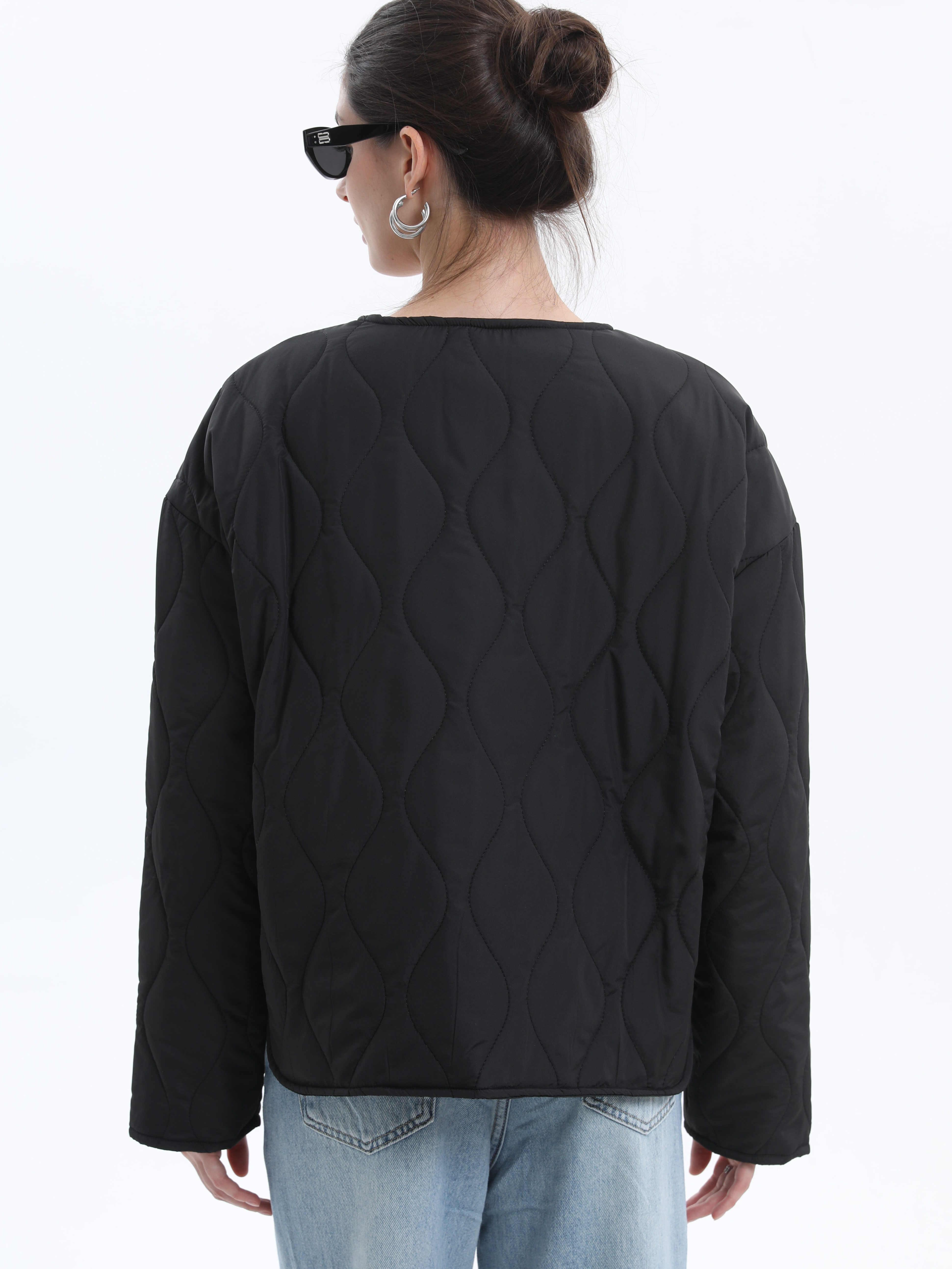 PUFFIT Machine Washable Water Repellent Quilted Crew Neck Puffer Jacket