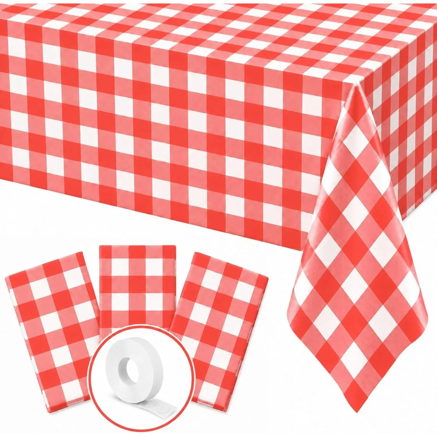 Red Gingham (Pack of 3)