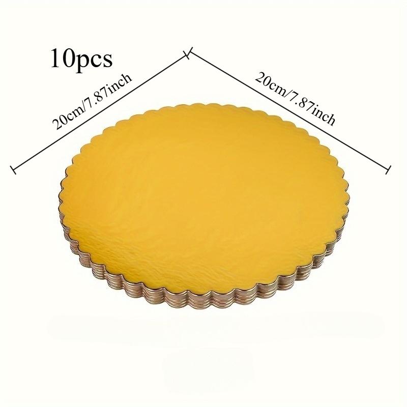 10pcs Golden Corrugated Cake Boards - Round Cake Cardboard Base for Desserts, Pastries, Greaseproof Disposable Cake Plates, Party Plates, for Birthdays, Christmas