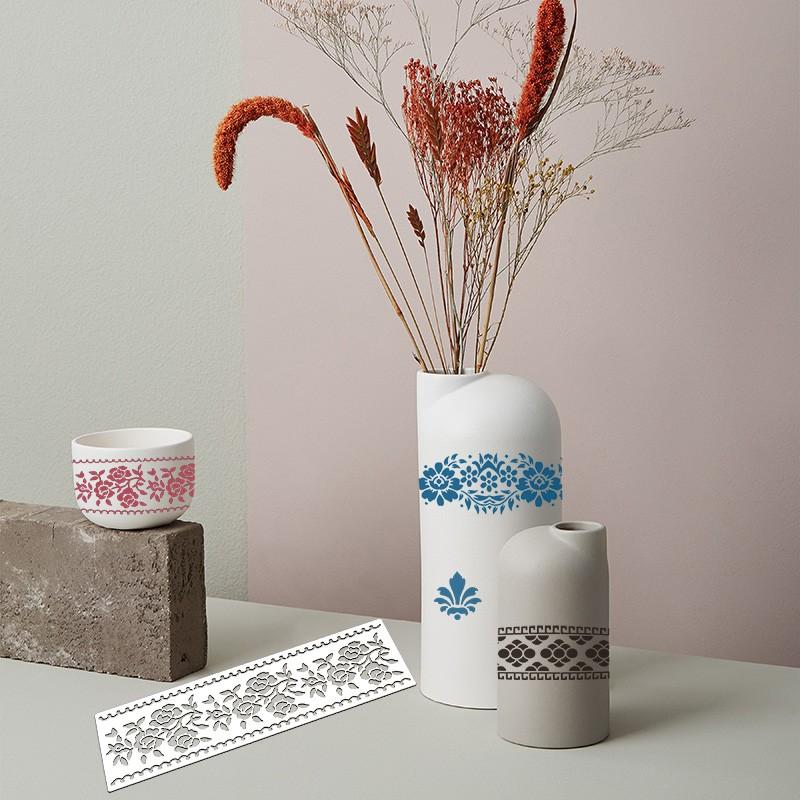 12 Piece Vintage Lace Drawing Templates Totem Cutout Molds, Retro Floral Design Stencils for Crafting, DIY Art Supplies