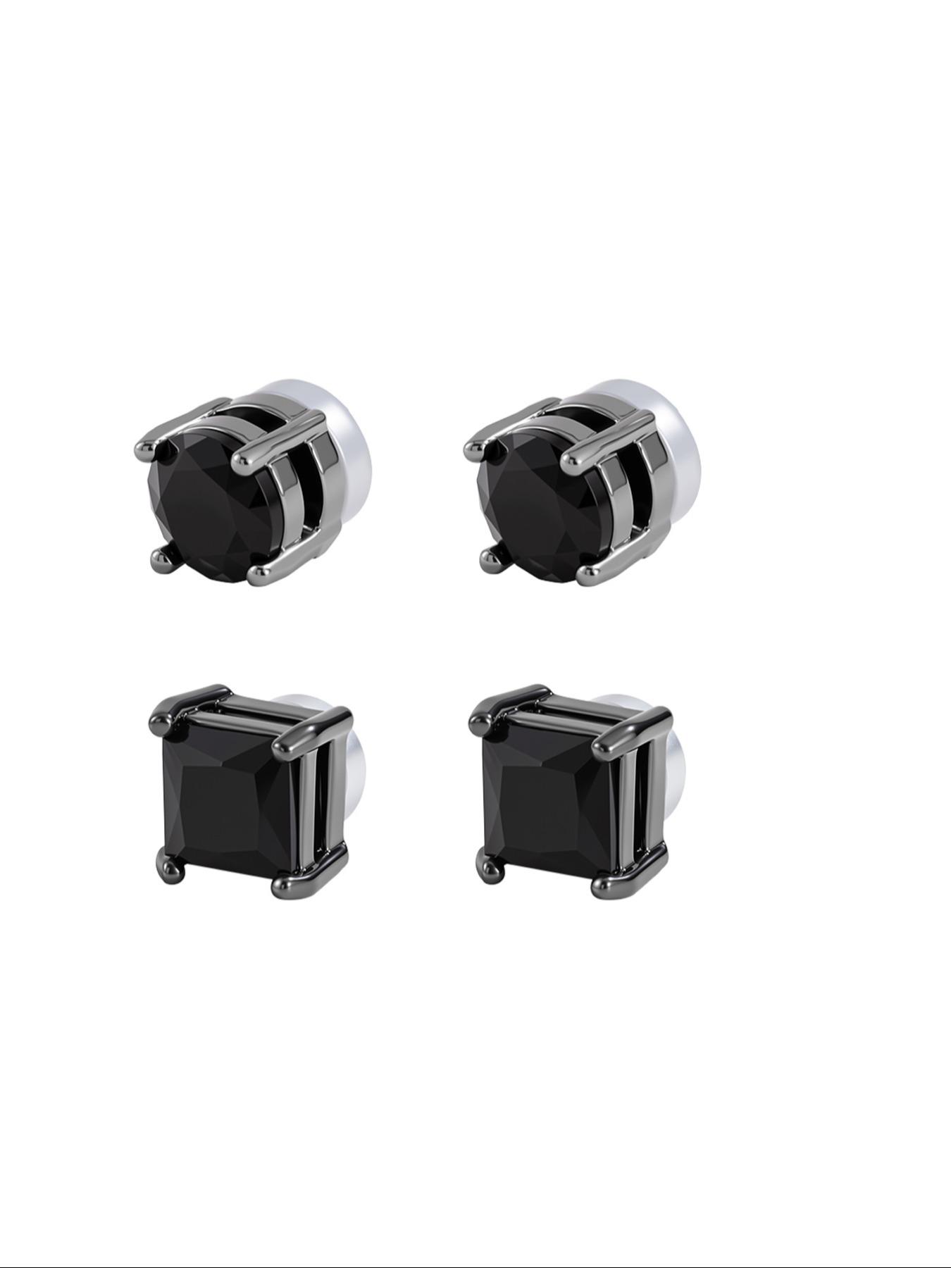 4pcs Magnetic Plated Set for Men and Women, Comfortable to Wear All Day, Perfect Gift for Birthdays and Holidays, Magnetic Stud Earrings