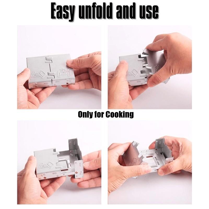 Mini Foldable Camping Stove Set, Includes Windshield & Fuel Tray, Dual Use for Firewood/wood Charcoal, Ideal for Hiking & Survival Kits