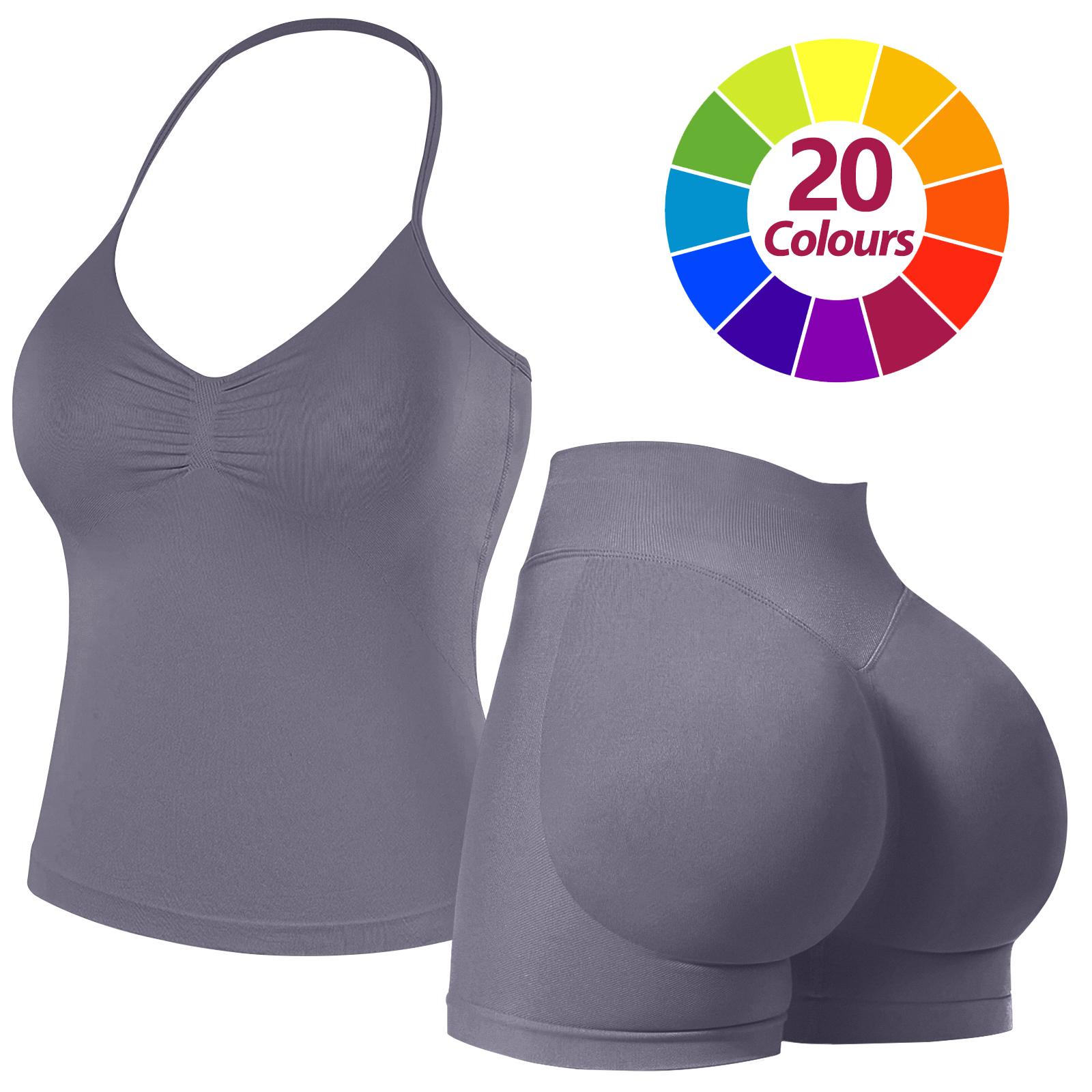 RICH BRIA 2PC Gym Set for Women, Halter Top & High Waist Impact Shorts Sports Set, Sporty Breathable Quick Dry Outfits for Yoga Gym Fitness Running, Ladies Sportswear for Summer, Workout Clothes, Athletic Gym Sets Clothing, Aleisure Wear Clothing RICH BRIA 2PC Gym Set for Women, Halter Top & High Waist Impact Shorts Sports Set, Sporty Breathable Quick Dry Outfits for Yoga Gym Fitness Running, Ladies Sportswear for Summer, Workout Clothes, Athletic Gym Sets Clothing, Aleisure Wear Clothing