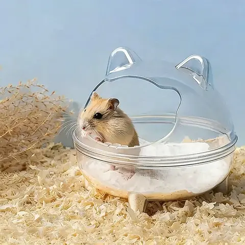 Hamster Sand Bath, Pet Hamster Bathroom, Small Animal Toilet, Large Space, Transparent Shower Room, Cage Accessories, Grooming, Supplies