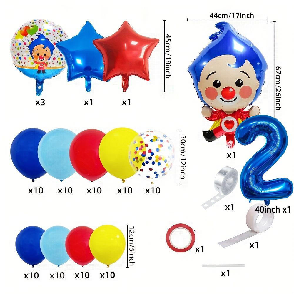 1set Clown Foil Balloons Blue Red Latex Balloon Blue Numbers 1-9 Children Baby Shower Birthday Party Decorations Kids Toys