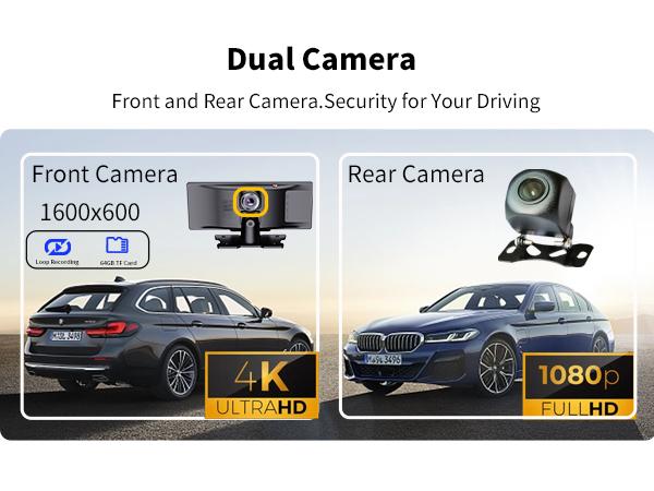 Screen 10.26" INCH Portable Car Player Carplay Android Auto Bluetooth IPS  Touch Screen Dash Cam AirPlay Android Cast  Backup Camera  Loop Recording Bluetooth  FM AUX