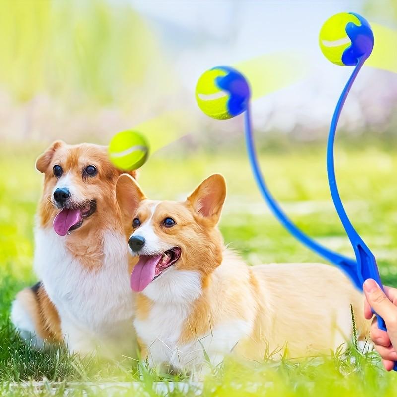 Pet Tennis Ball Thrower, Interactive Dog Training Toy, Durable Plastic Launcher, for Medium Large Dogs, Fun Outdoor Activity