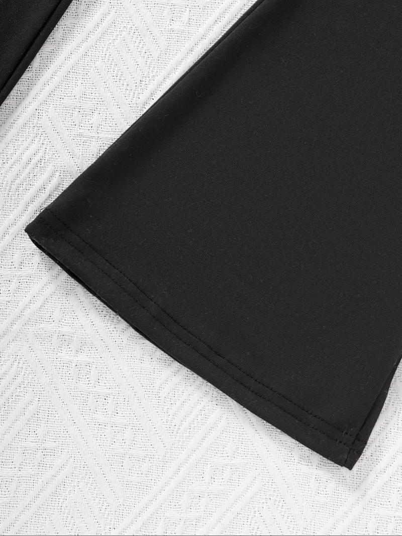 Halloween Christmas Costume Set, Witch Pattern Print 2-Piece Girls Casual Sports Short Sleeve & Bell Bottoms, Youth Trendy Sportswear