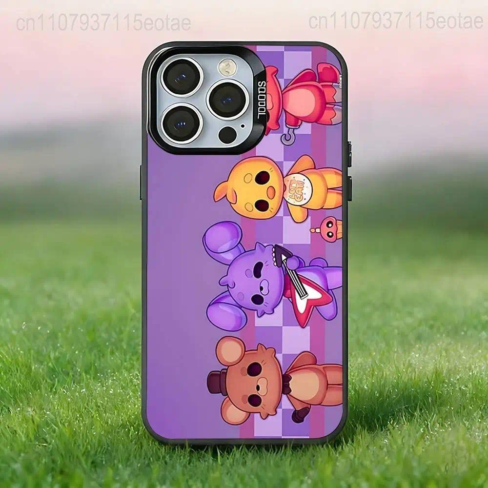FNAF F-Five-Nights at F-Freddys Anti-Fall Black Bumper Phone Case For iPhone 11-17 Pro Max/Plus & Samsung Galaxy S23-S25