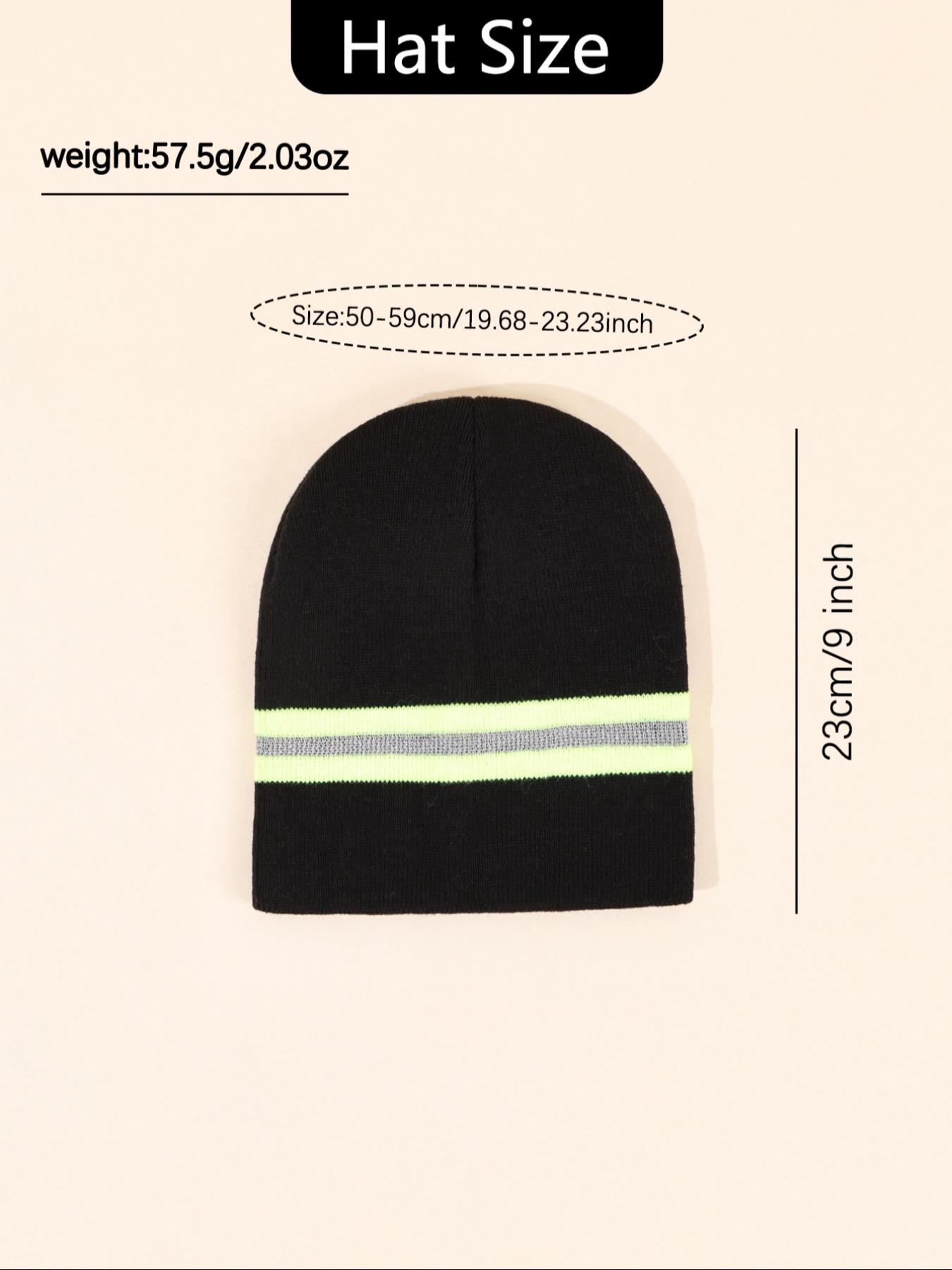 Cold Weather Beanie with Reflective Strips, Fitted Stripe Design for Men & Women, Ideal for Running Hiking Cycling, Fall/winter Essential