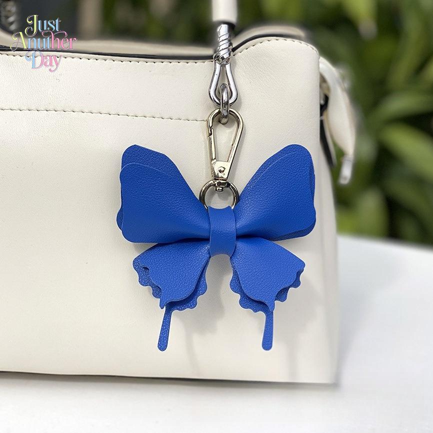 Layered Butterfly PU Leather Bag Charm, Colorful Butterfly Pendant with Detachable Metal Clasp, Cute All-Match Accessory for Handbags, Backpacks & Purses