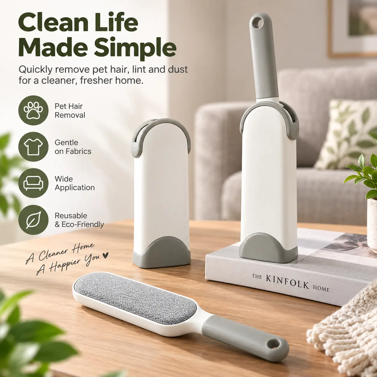 Large Static Lint Brush Set - Multi-Purpose Hair Remover for Clothes, Bedding, Daily Household Cleaning