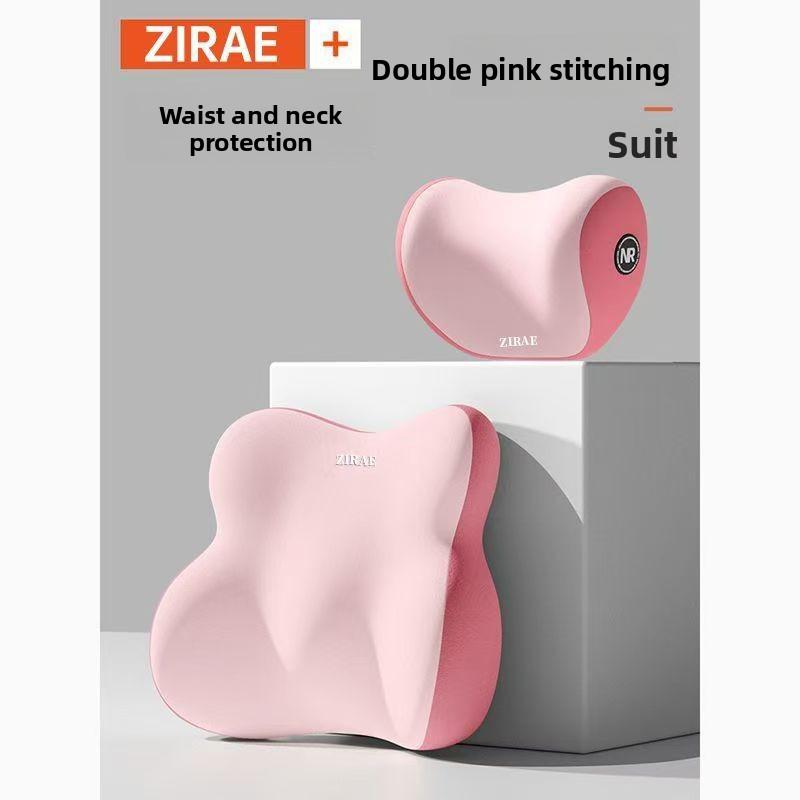 Car Neck Pillow Lumbar Support Set Memory Foam Backrest Cushion High Density Comfortable Headrest for Vehicle Office Home Use