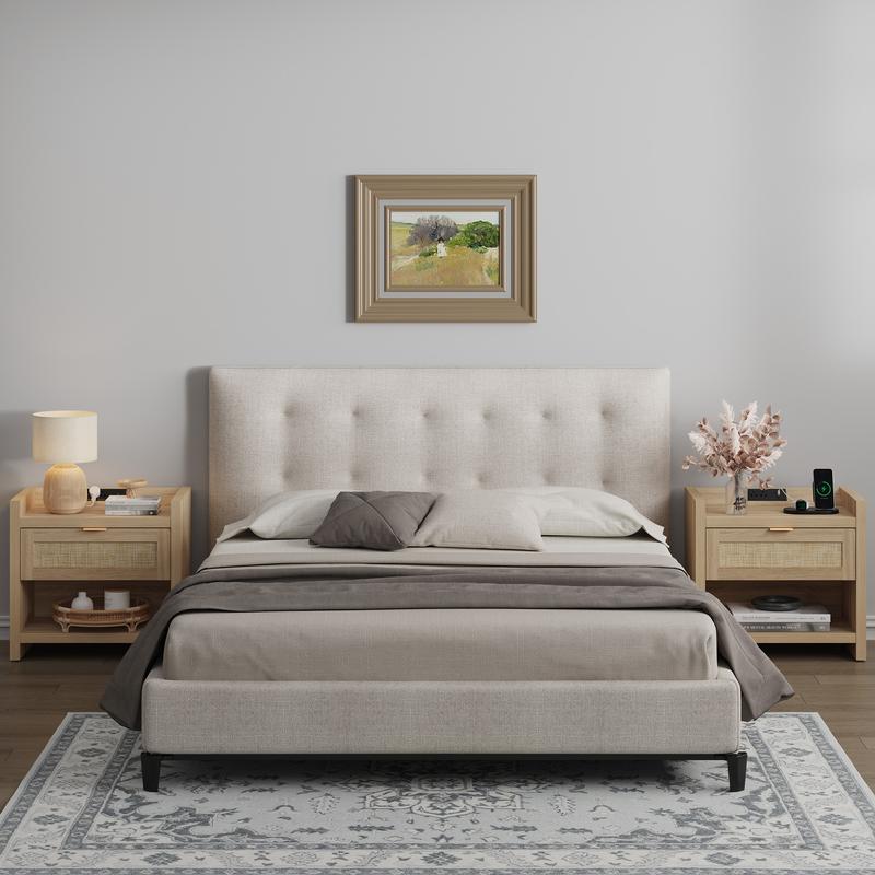 SICOTAS Night Stand Bed Side Table Set of 2- Rattan Nightstand with Type-C Charging Station, Drawer Storage End Table - 15.4" x 23.6" x 22.1" Size Boho Bedside Stand Night Stands for Bedroom Living Room Sofa Couch Office, Durable SICOTAS Night Stand Bed Side Table Set of 2- Rattan Nightstand with Type-C Charging Station, Drawer Storage End Table - 15.4" x 23.6" x 22.1" Size Boho Bedside Stand Night Stands for Bedroom Living Room Sofa Couch Office, Durable
