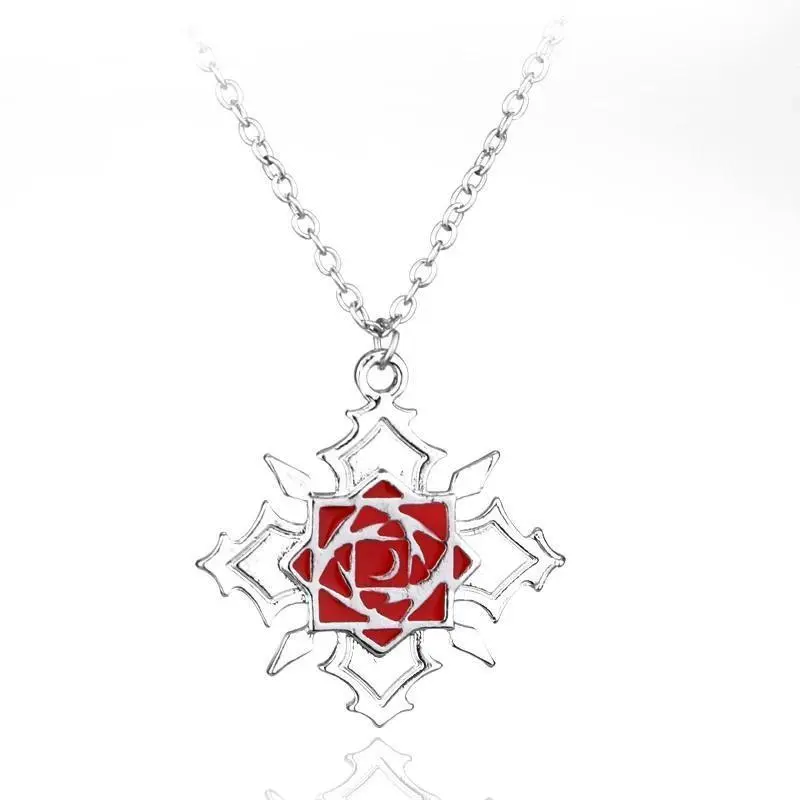 Vampire Necklace for Women Men Rose Metal Knight Necklaces Anime Jewelry Pendant Chains Choker Collares Charm Gift