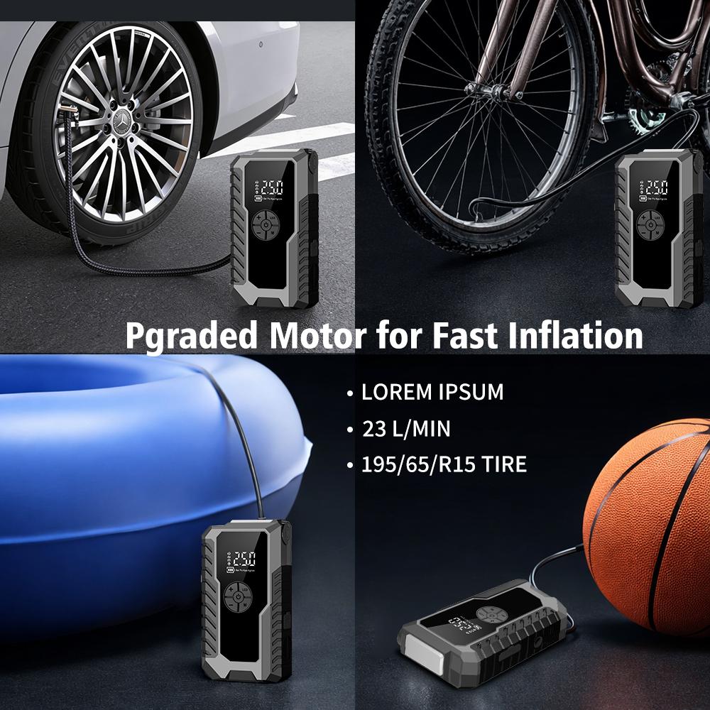 Car Emergency Jump Starter with 150PSI Air Compressor - 2500A Peak for 8.0L Diesel, 10000mAh Power Bank, LED Light #CarEssentials