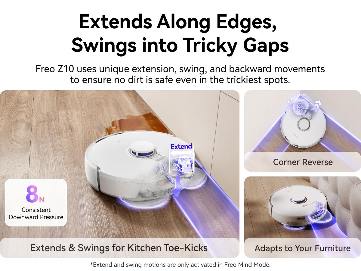 NARWAL Freo Z10 Robot Vacuum and Mop Combo, Tangle Free Robot Mop, 15,000Pa Suction, Adapts to Hard-to-Reach Areas, Self-Emptying, Mop Washing & Drying, Obstacle Avoidance, for Pet Hair & Hard Floor