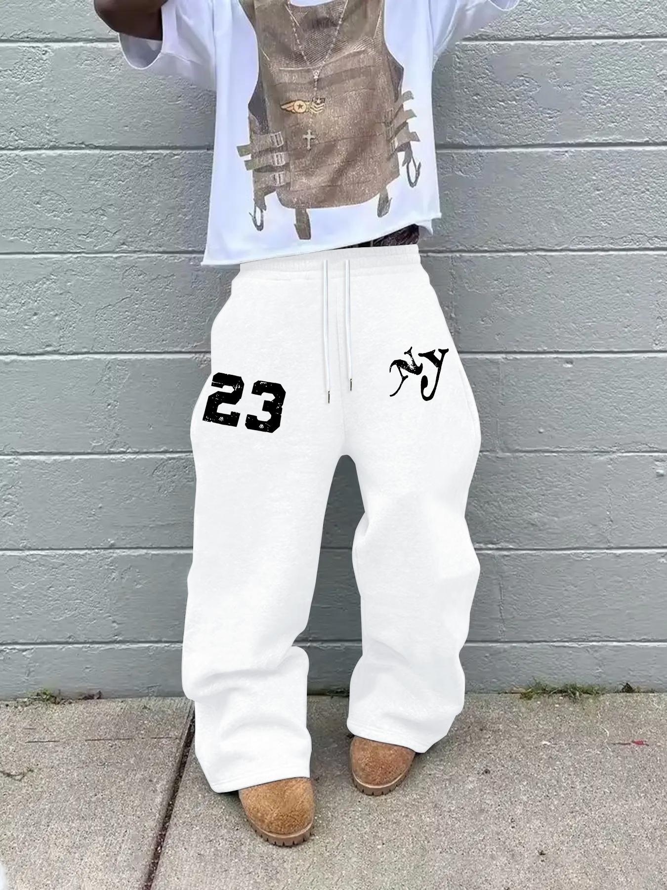 Men's Fashion Casual Relaxed Fit Solid Color Straight Wide-Leg Lightweight Sweatpants, Comfortable Pants for Summer Daily Wear