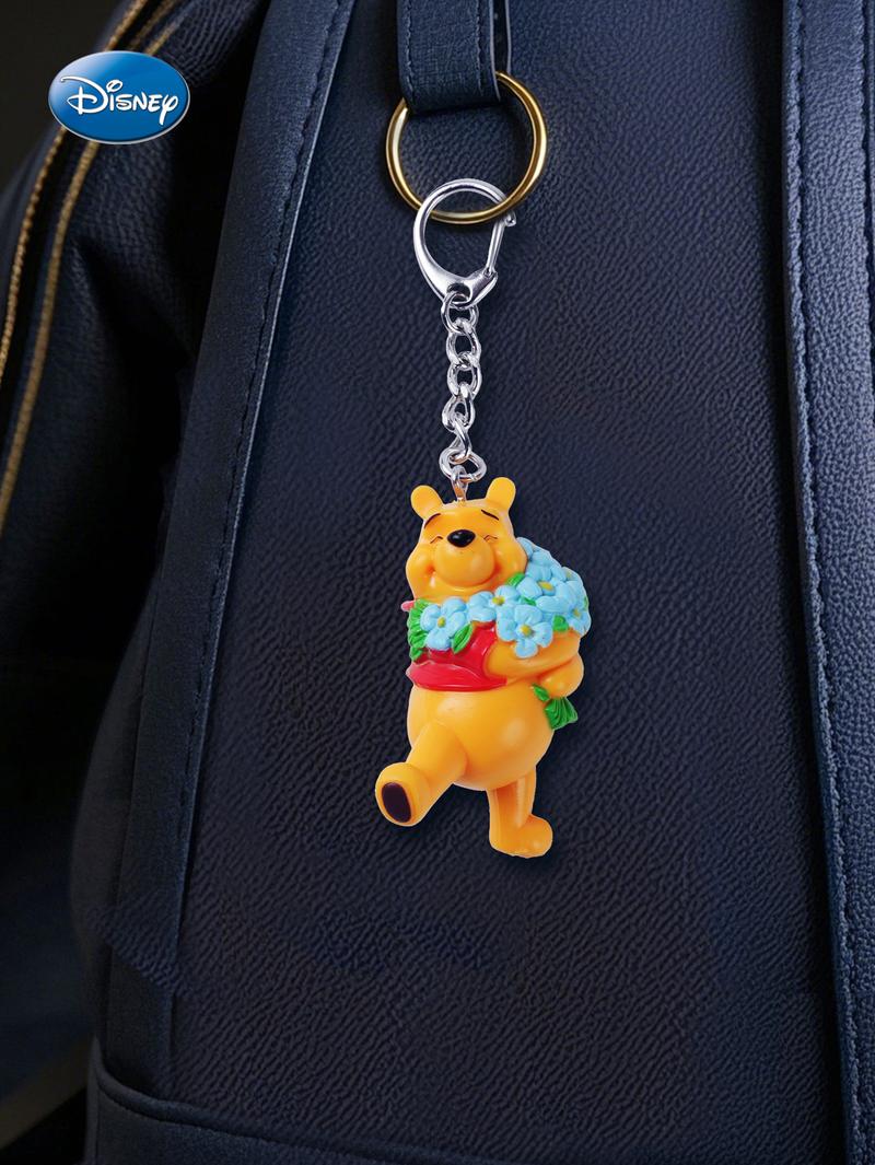 1pc Disney Officially Licensed Winnie The Pooh Cartoon Character Keychain Cute PVC Key Chain Animation Peripheral Key Ring Backpack Charm Car Key Accessories