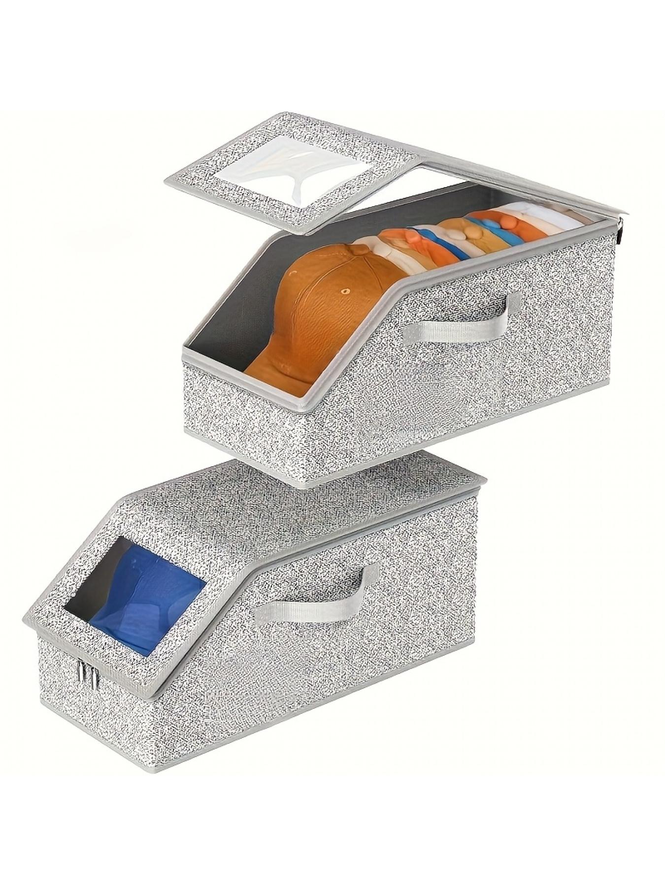 2 Pcs Large Capacity Foldable Storage Boxes with Dual Handles, Flip-Top Organizer Bins, Space-Saving, Sturdy Construction, Perfect for Storing Various Items