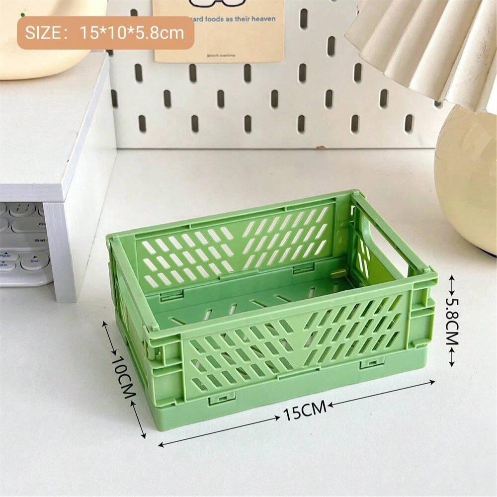 Folding Storage Basket, Collapsible Desktop Organizer, Ideal for Organizing Essentials & Cosmetics, Compact Design for Efficient Space Utilization