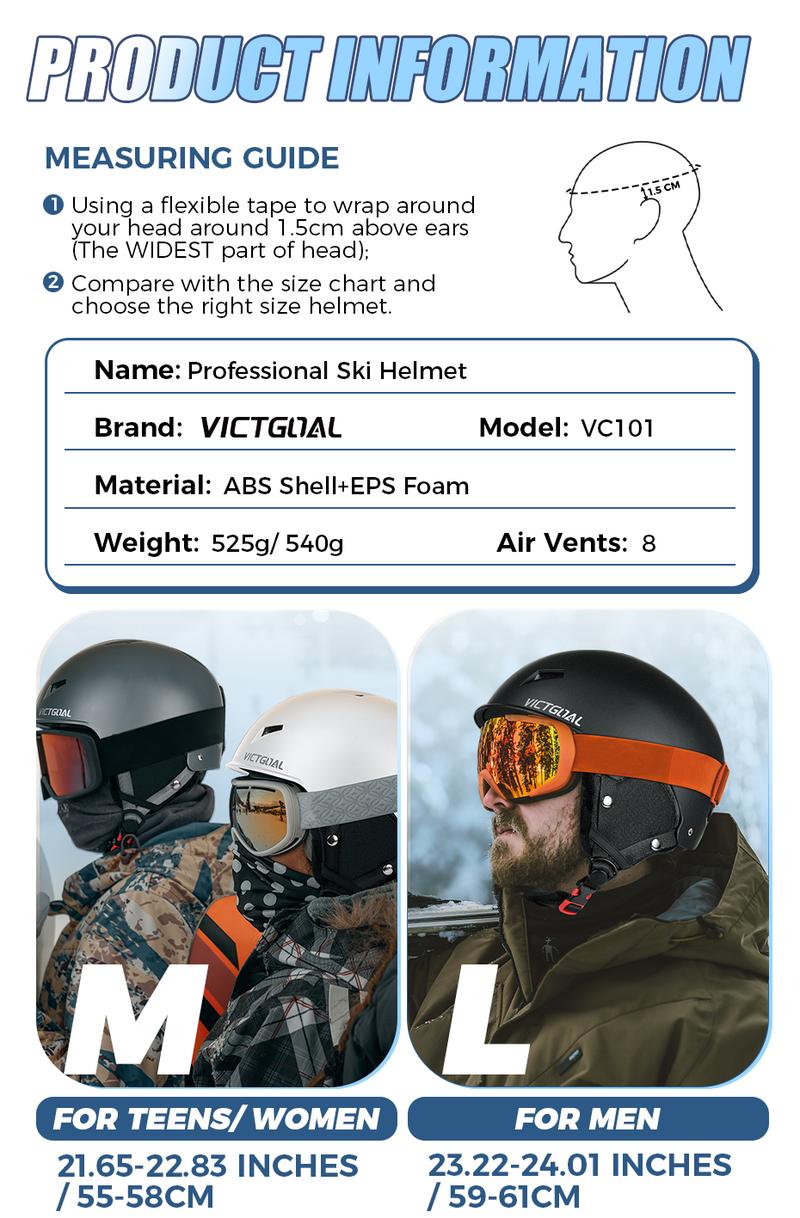 VICTGOAL Ski Helmet for Adults Youth Outdoor Snow Sports ,Snowboard Skateboard Helmet Half-covered Winter Snowmobile Helmet