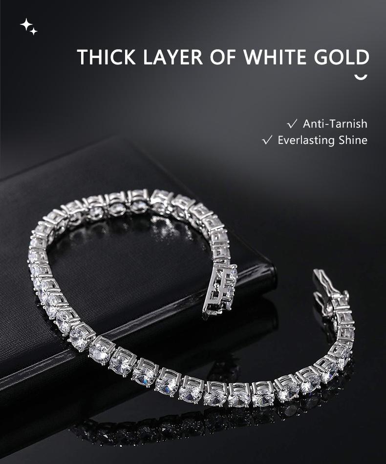 [[5A+ Cubic Zirconia]]  GEMSME 2-6MM CZ Round Cut Waterproof Tennis Bracelet Tennis Anklet Tennis chain for Men Woman Classic Barcelets Anniversary Birthday Engagement Gift High Quality Hiphop Unisex Style