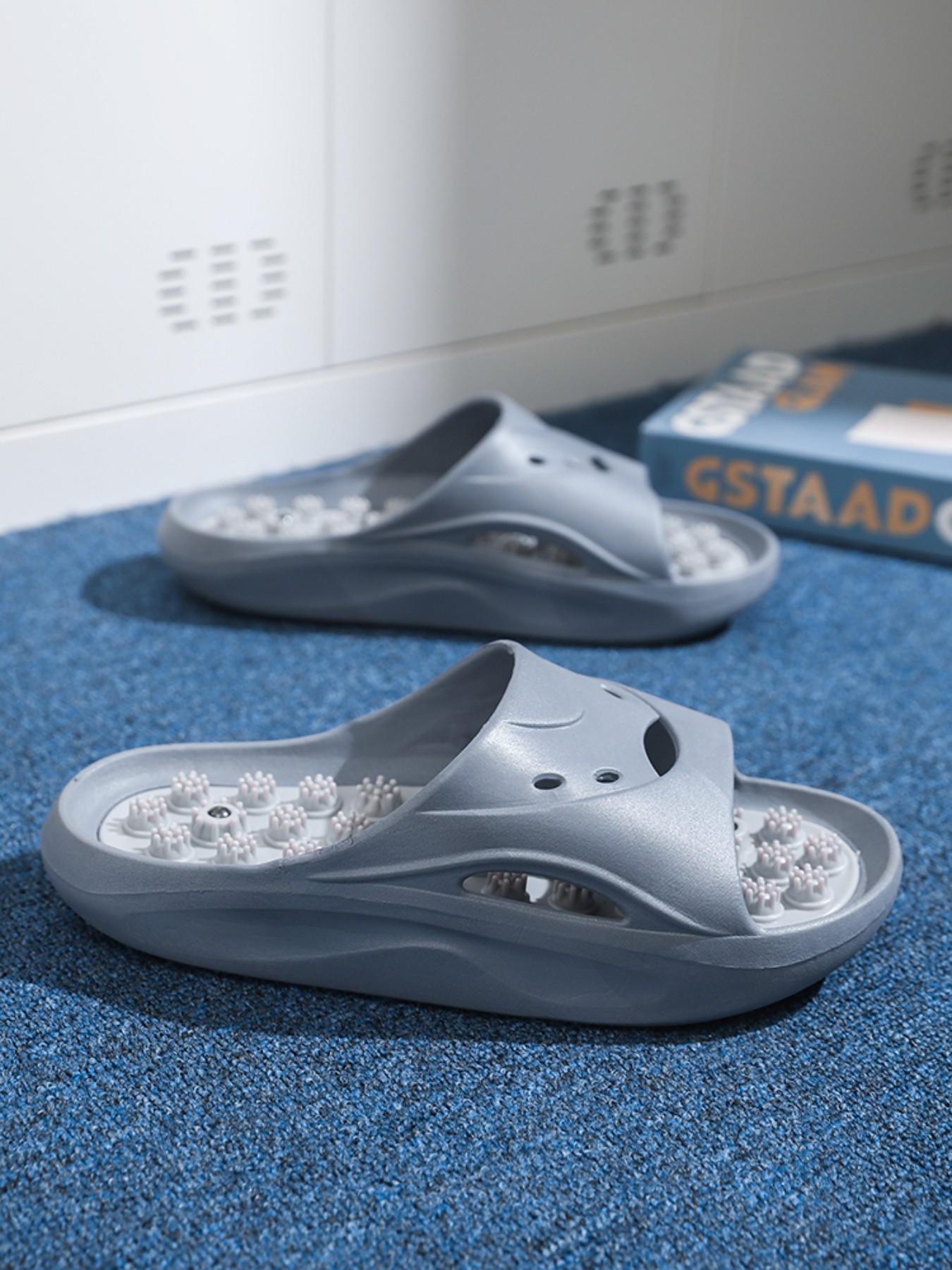 Men's Quick-Dry Anti-Slip Outdoor River Walking Sandals, Waterproof Durable Bathroom Shower Slippers, Antibacterial Colorblock PU Leather Eva Sole