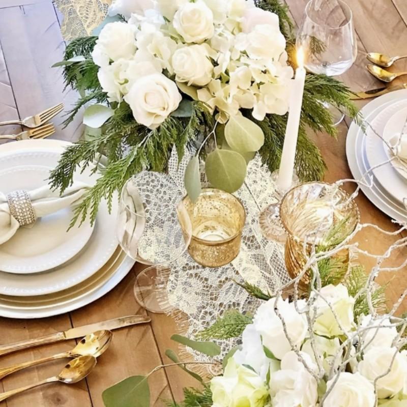 1Pack White Lace Table Runner 30 X120 Inch Embroidered Boho Table Runner for Wedding Party Bridal Shower Decorations Vintage Rustic Table Runners