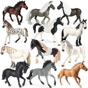 Oenux Original Forest Wild Steed Farm Animal Horse Realistic Model Action Figures Haflinger Ferghana horse PVC Figurines Toy Kid