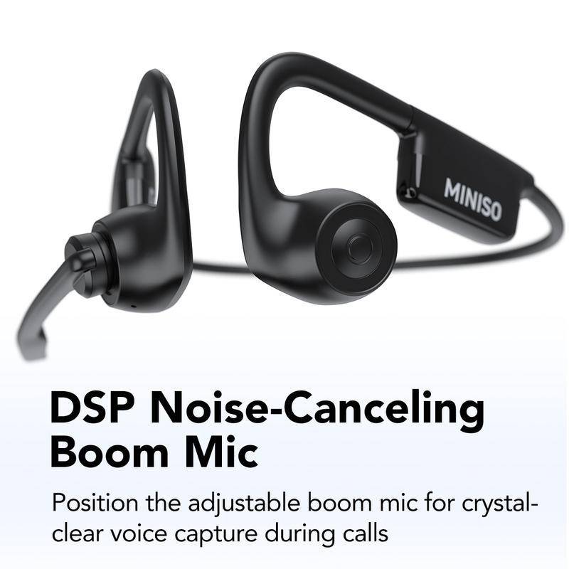 MINISO Open Ear Air Conduction Headphones Music Earphones Wireless Bluetoeth 5.4 Headset with Long Playtime Built-in ENC Mic Hi-Fi Sound Lightweight Earbuds for Home Commute Office Call Center Meeting Use