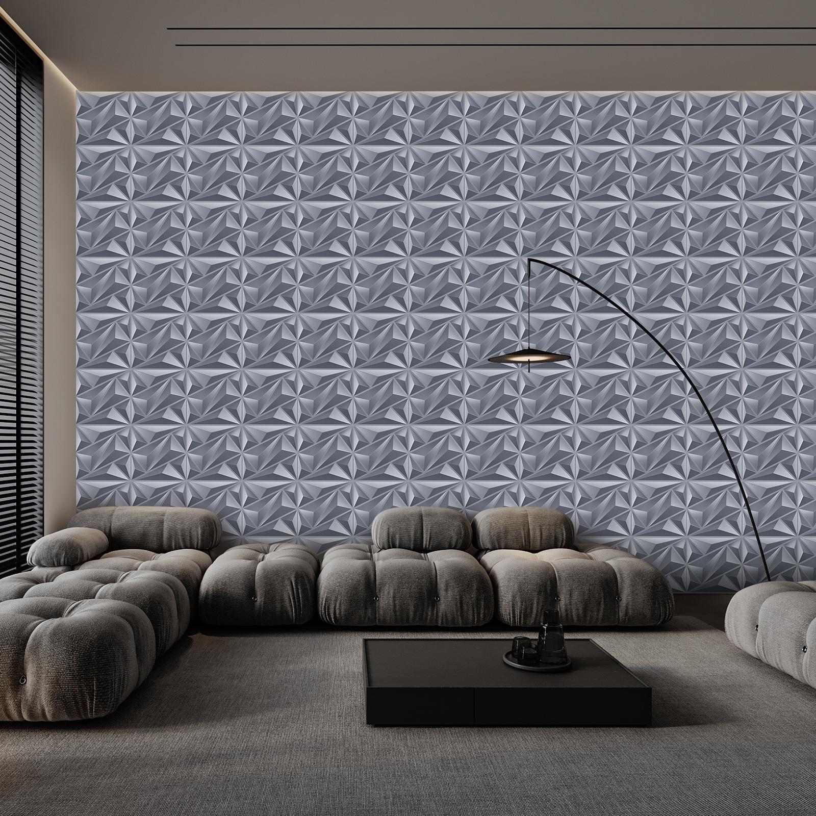FLOLEOPA PVC Plastic 3D Wall Panels Waterproof Fire Resistant 11.8x11.8 Inches 1mm Thickness Modern Home Decor Ideal for Living Rooms Bedrooms Hotels Offices Game Rooms TV Feature Walls Geometric Patterns Easy Installation