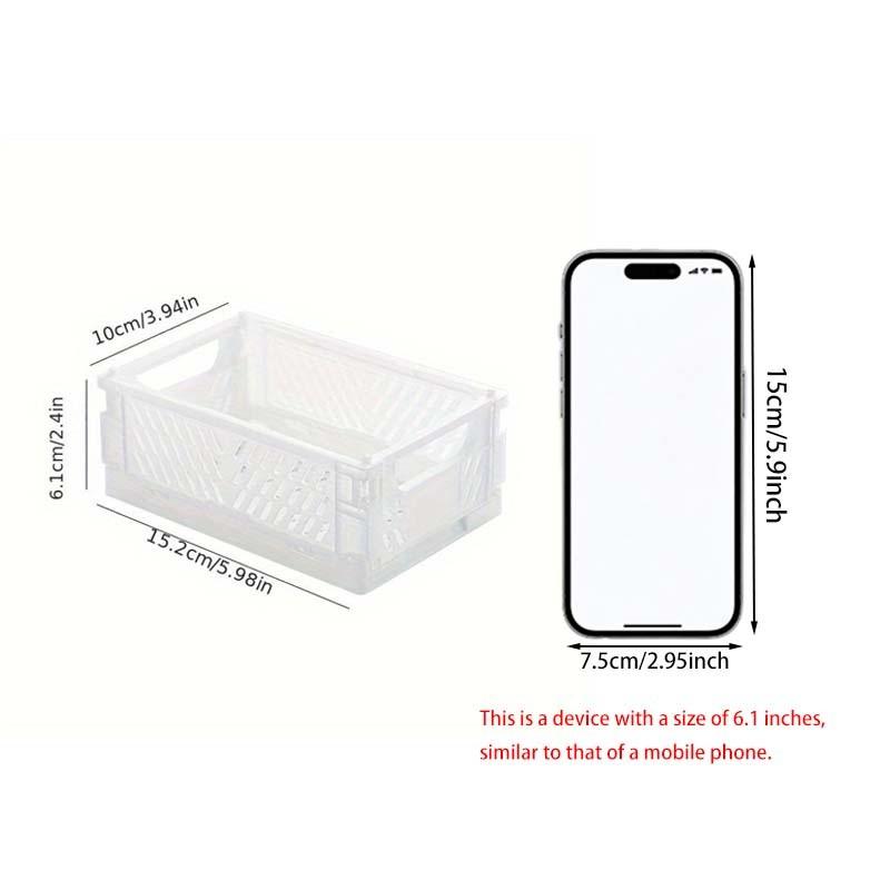 2pcs/set，Mini Folding Storage Basket, Stackable Plastic Storage Basket, Sundries Storage Basket, Japanese Style Desktop Storage Box