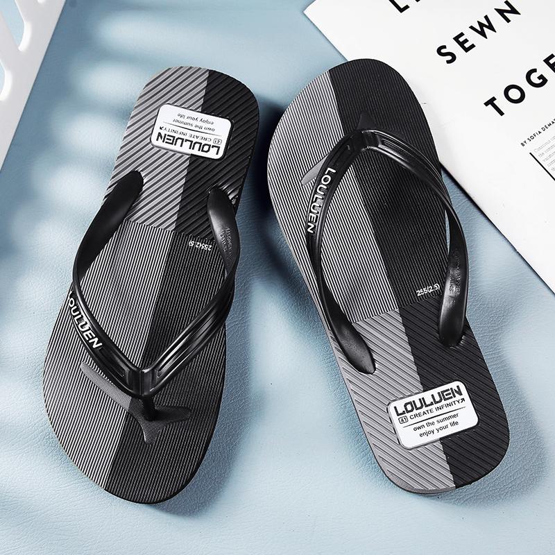 Men's Flip-Flops with Unique Texture, Four-Color Sandals, Comfortable Beach Shoes, Lightweight Slippers for Home, Bathroom, and Beach