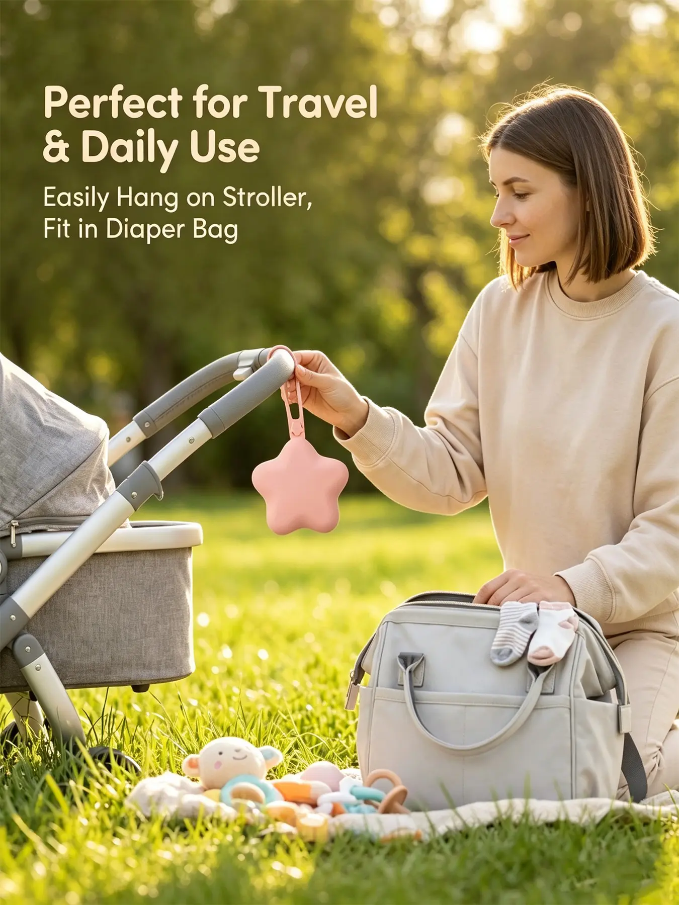 Star Shape Food Grade Silicone Pacifier Holder Case With Hanging Strap, Dustproof Portable Baby Soother Storage Box, Reusable Pacifier Container For Stroller Diaper Bag, Ideal Baby Shower Gift For New Parents